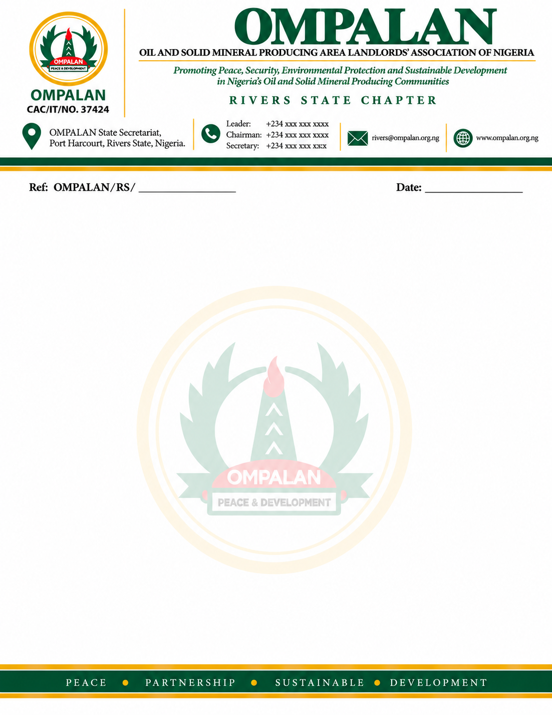 Official OMPALAN State Letterhead